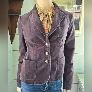 Vintage London Jeans Chino Women's Purple  Sueded Velvet Blazer Suit Coat Sz 6